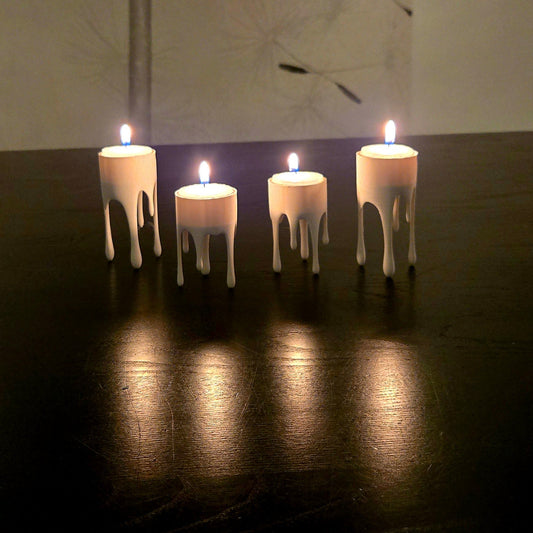 5 | Waxinelichthouders druipend | 7 cm en 10 cm